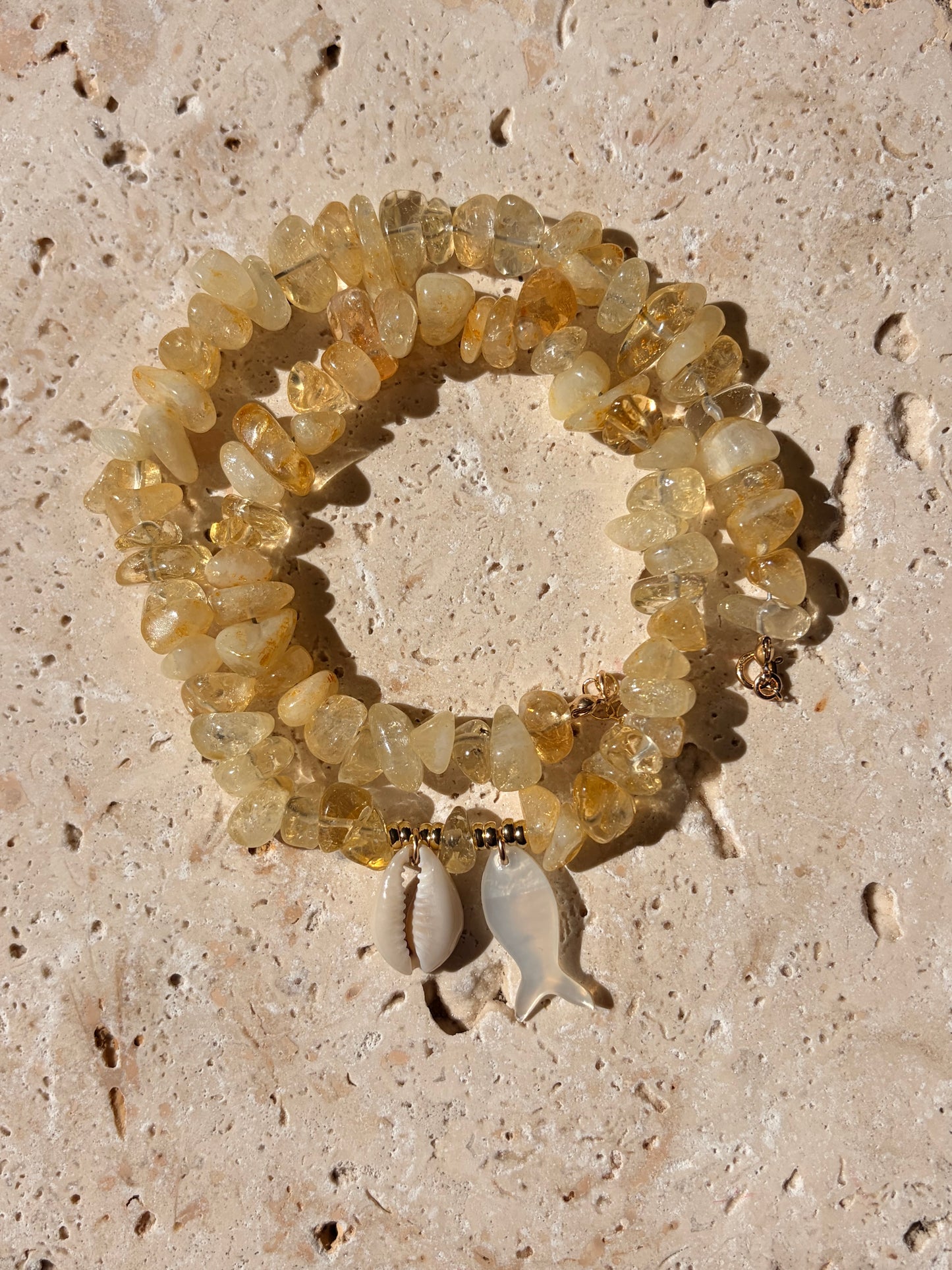 Citrine Tin Fish Necklace