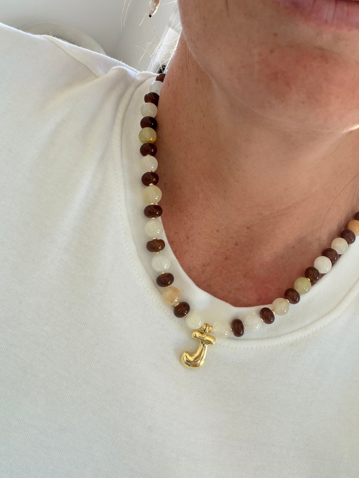 Sand and Stone Initial Necklace