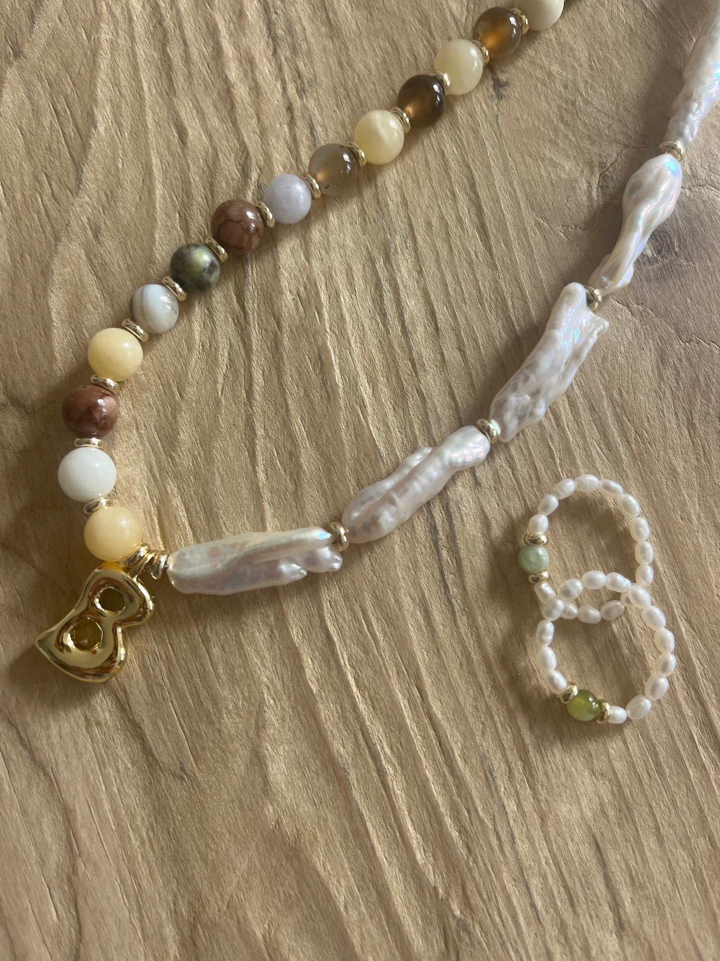 Coloured Sands Biwa Pearl Initial Necklace