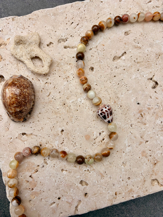 Coconut Stone Hebrew Cone Shell Necklace