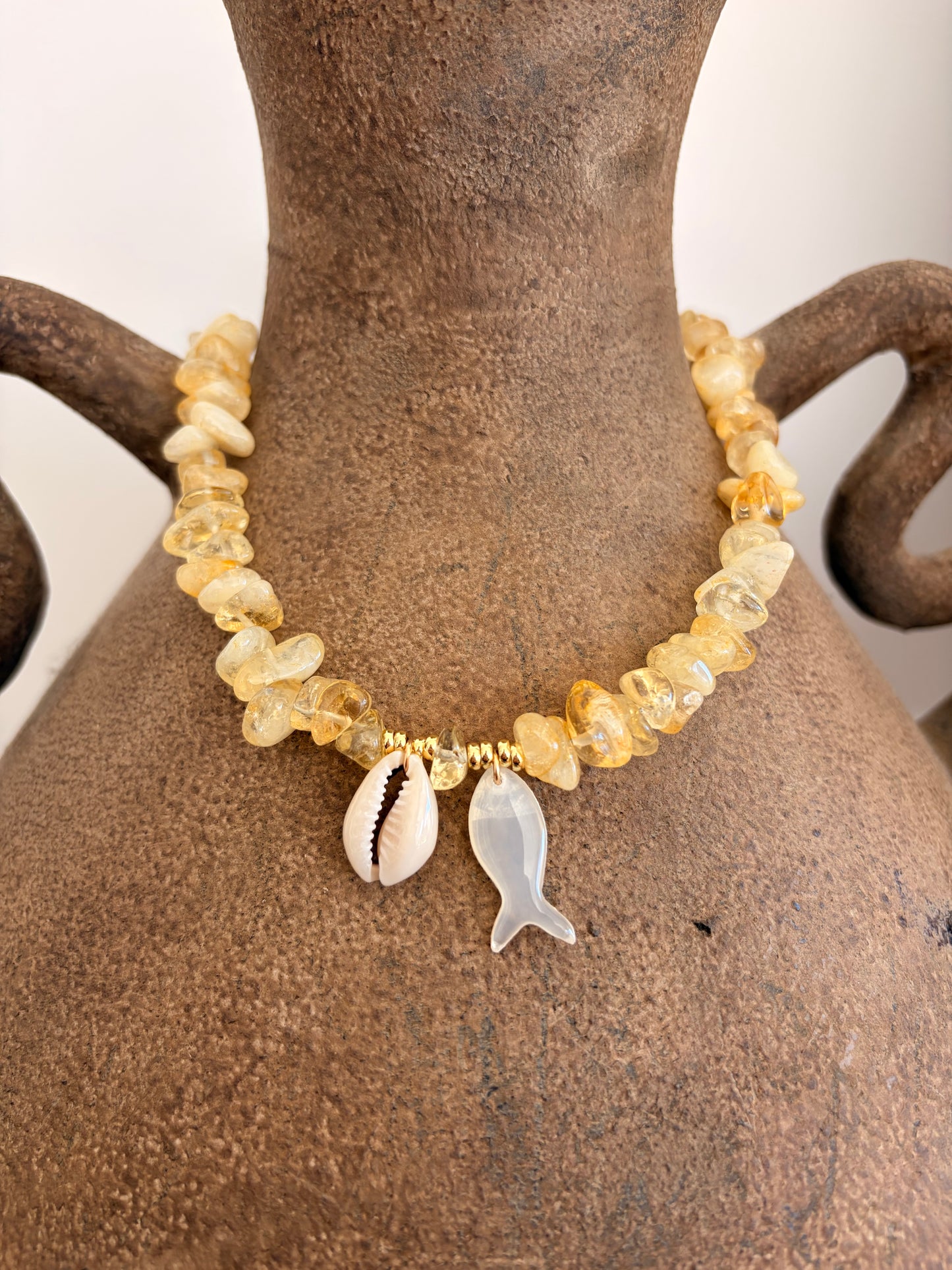 Citrine Tin Fish Necklace