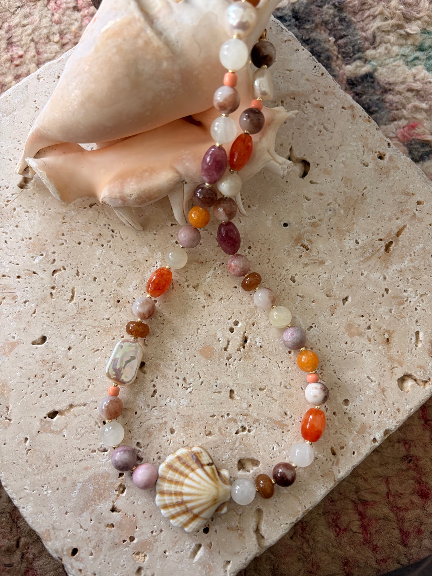 Shell Lavender Sol Necklace