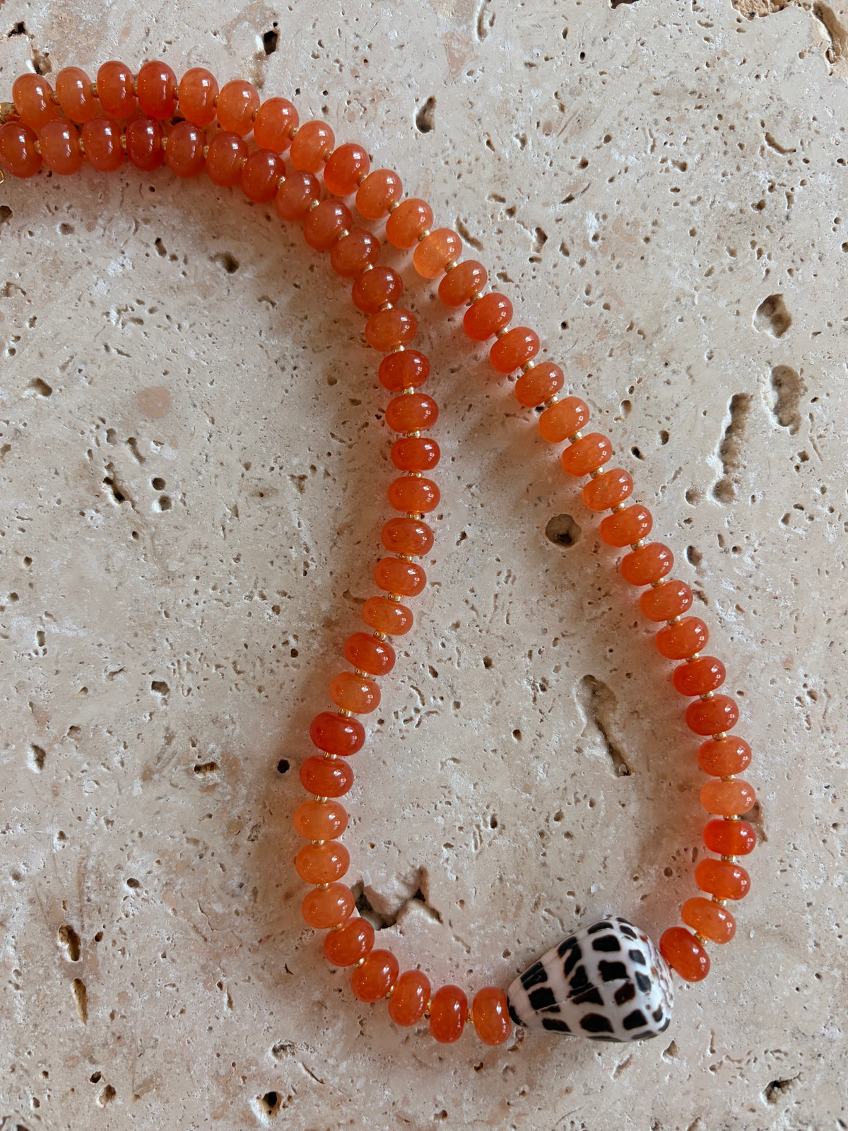 Coral Hebrew Cone Shell Necklace