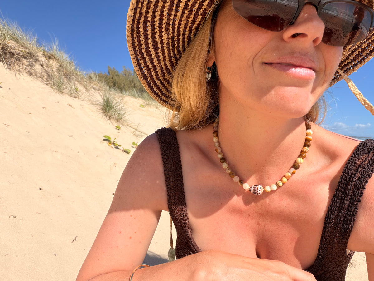 Pre-Order Coconut Stone Hebrew Cone Shell Necklace